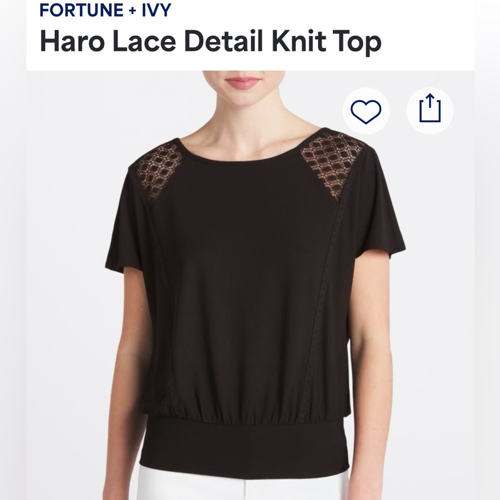 Fortune & Ivy Haro Knit Top Black Lace Detail